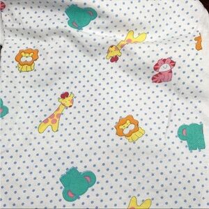 VTG 80s Baby Soft Flannel Back Blanket Stitch Fabric Animals 3 yards + 11" x 34"